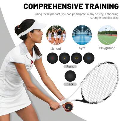 3 PCS Squash Balls Set Double Yellow Single Yellow Red Blue Dot Training & Competition Indoor Balls