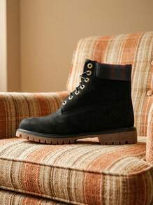 Timberland 6英寸磨砂皮男士靴，透气吸汗保暖防风轻便耐穿，易于清洗，装饰性强，适合户外日常穿着，黑色 TB0A2FGA - 黑色 - 查看 1