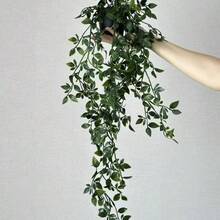 Artificial Hanging Potted Plants, Suitable For DIY Flower Wall, Scene Decoration, Living Room And Bedroom Vase Decor, Wedding, Party, Home Decor, Desktop Ornament, Hanging Garden, Porch, Windowsill, Outdoor Decor, Halloween, Christmas Decoration - Green - View 2