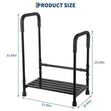 Taburete ajustable con pasamanos de  – Plataforma antideslizante de alta resistencia para 450 lbs – Rango de altura de 8.5 a 16.5 pulgadas – Ideal para personas mayores, adultos, junto a la cama, baño, cocina, bañera - Reposabrazos doble no ajustable de una sola capa 606G - Ver 8