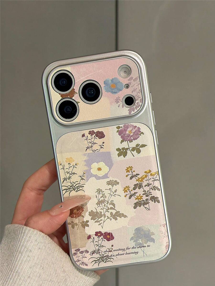 1pc Capa de telemóvel estilo coreano INS dopamina com padrão floral em aguarela, compatível com iPhone17/iPhone17 Pro Max/iPhone16 Pro Max/iPhone15 Pro/iPhone14/iPhone13/12/11, adequada como presente para família, amigos, irmãs, namorada no Dia dos Namorados, aniversário, Dia da Mãe - Rosa - Ver 1