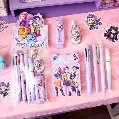 Hasbro Bộ văn phòng phẩm K-Pop D-Emon Hunter, bộ văn phòng phẩm chất lượng cao, thiết thực cho học sinh, quà tặng bán sỉ, kiểu dáng ngẫu nhiên.