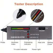 Professional Diamond Tester Pen, High Precision Diamond Selector, Gemstone Hardness Testing Tool, Portable Jewelry Diamond Tester With Three-Color Indicator And Preheating Function - Battery Not Included - Diamond Tester - View 3