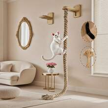 1 trụ cào móng bằng gỗ cho mèo, làm từ dây thừng sisal nguyên khối, chất liệu tự nhiên, tiết kiệm không gian, dày dặn, chống mài mòn, móc đồ chơi cho mèo, chất liệu gỗ và sisal, đồ dùng cho thú cưng trong nhà, dây cào móng treo tường, khung leo trèo cho mèo, bảng cào móng, thích hợp sử dụng trong nhà. - Nhiều màu - Xem 2