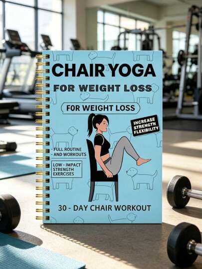 Kế hoạch và nhật ký tập luyện Yoga ngồi giảm cân 30 ngày - 50 trang minh họa với các bài tập Yoga hàng ngày, kế hoạch ăn uống và theo dõi tiến độ - Kích thước nhỏ gọn 5,5" x 8,3" để sử dụng tại nhà.