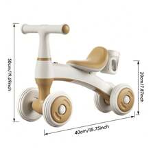 TONSSIDA Balance Bike For 12-36 Months – Children's Ride-On Car With 4 Wheels – Anti-Tip Protection & Non-Slip Tires – First Birthday Gift For Boys & Girls – Indoor & Outdoor Toy - Champagne - View 5