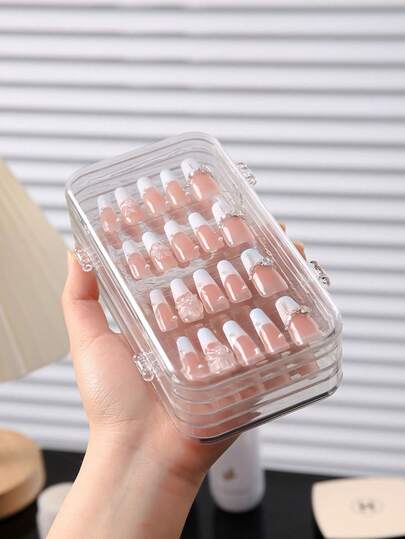 3件套创意美甲收纳盒，便携式防尘三层透明指甲油展示盒，适用于收纳美甲贴片、珠宝、配件、美甲用品，三层粘性指甲油整理盒，适合度假、海滩、浴室、卧室等场所。（仅含盒子，不含指甲）