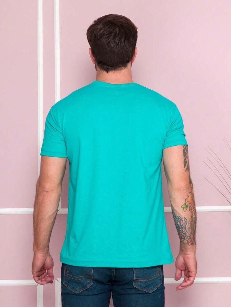 Men's Short-Sleeved Crew Neck Striped T-Shirt BOOS - 綠色 - 查看 2