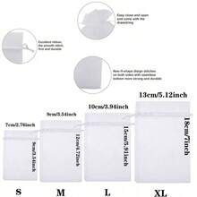 50 pièces Sacs en organza blanc, petits sacs à cordon en maille, sacs cadeaux pour bijoux, pour Pâques, fête, vacances, emballage de faveurs de mariage - Blanc - Voir 3