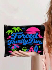 Summer Vacation Family & Girls Trip Print Cosmetic Bag, Tropical Beach Themed Portable Zipper Pouch - Multicolor - View 9