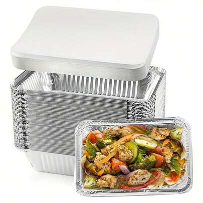 40 bộ khay nhôm dùng một lần, thích hợp để nướng bánh, dã ngoại, nướng thịt, mang đi và bảo quản thực phẩm đông lạnh, cũng có thể dùng làm lót nồi chiên không dầu, một vật dụng nhà bếp đa năng thiết yếu, hộp đựng thức ăn mang đi dùng một lần.