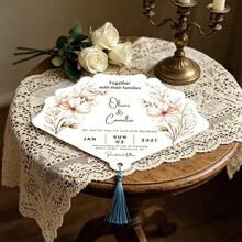 Customized Fan-Shaped Invitation Card, Personalized Tassel Hand Fan, Summer Outdoor Wedding/Bridal Party Ceremony Card, Customized Wedding Favor Fan, Customizable Text Invitation Card, Personalized Card, Perfect Garden Party Favor - Fan-shaped Invitation Card - View 6