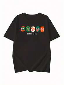 A Round Neck Short Sleeve T-Shirt With A Stylish White Lettering Print, A Loose Top That Goes Well With Summer Fashion - Black - View 3