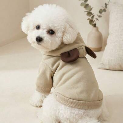 PETSIN 1件3D耳朵细节宠物连帽衫