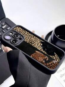 1pc Black & Yellow Leopard Face Minimalist Personalized TPU Shockproof Full Coverage Phone Case, Compatible With Apple 17, 16, 15, 14, 13, 12, 11 Pro Max, Air, And Series - Multicolor - View 4