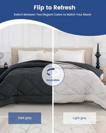Good Nite Piumino reversibile per tutte le stagioni – Lavabile in lavatrice, morbido, caldo, leggero e traspirante – Piumino comfort 135x200cm / 155x220cm / 200x200cm / 230x220cm / 240x220cm – Sonno accogliente e design bicolore - Grigio Scuro - Visualizzare 4