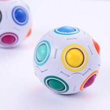 1pc 12-Hole Rainbow Magic Cube Stress Relief Toy, 12-Hole Intelligence Decompression Toy, Press Fun Magic Ball, Random Color - Multicolor - View 8
