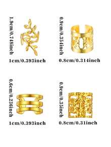 80Pcs Hair Cuffs Adjustable Hair Charms Metal Hair Jewelry Rings Summer Hair Dreadlock Braid Accessories For Girls Hair Braids Decoration - Gold - View 6