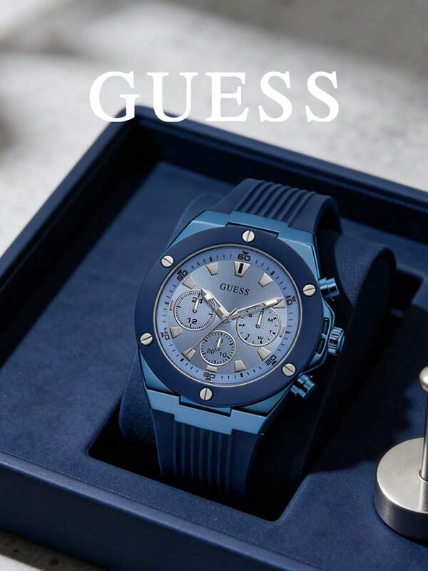 Guess Men's/Women's Quartz Watch, Made Of Stainless Steel With Rubber Strap, Stylish And Simple Design, Suitable For Daily Wear – A Perfect Gift For Men/Women, Ideal For Special Occasions,GW0057G3