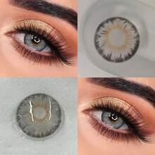 Lalens 1 Pair 14.2mm Half-Yearly Disposable Soft , Cleopatra Gray Series Colored Contacts, Natural Looking Fashionable Eye Accessories For Daily Wear, Dates And Parties - Cleopatra Gray - View 3