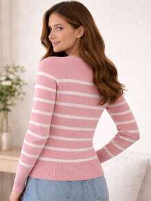 Women Knit Tops - Pink - View 2