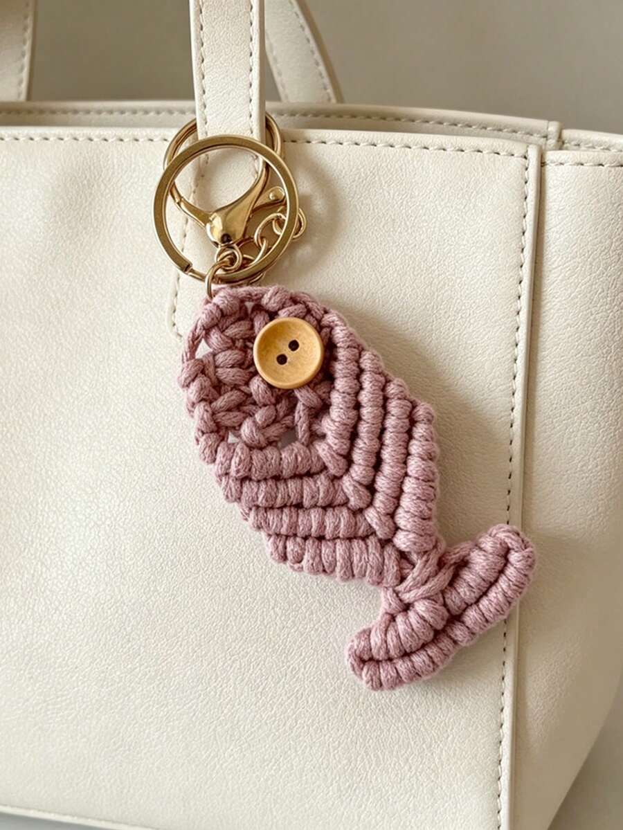 Handmade Woven Keychain, Fashion Creative Mini Fish Keychain Rope, Minimalist Pendant, Handmade Woven Keychain, Fashion Creative Mini Fish Keychain, Bag Charm, Woven Mini Fish Bag Charm, Woven Mini Fish Bag Accessory, Rope Bag Charm, Woven Rope Bag Charm, Animal Bag Charm, Alloy Bag Charm, Chain Bag Charm, Holiday Gift - Multicolor - View 1