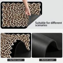 1 pieza Felpudo de cocina súper absorbente y de secado rápido con base antideslizante, apto para barra de café, mesa de comedor - Superficie de fácil limpieza y diseño de secado rápido, se adapta a cocinas modernas o tradicionales, accesorios de barra de café, decoración del hogar con estilo - Estampado de leopardo cálido - Ver 8