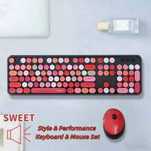 Bộ bàn phím và chuột không dây MOFii Sweet Series với các phím hoạt hình dễ thương nhiều màu sắc, kết nối không dây thẩm mỹ tươi mới và dễ chịu, thiết kế bo tròn tiện dụng giúp tránh rối dây, cầm nắm thoải mái, hoàn hảo cho gia đình, văn phòng, ký túc xá và trang trí bàn làm việc. (Không bao gồm pin) - Xem 18