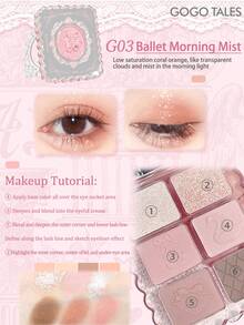 GOGO TALES GOGOTALES Soft Pink Matte Eyeshadow Palette, Ballet Series, Includes Matte Earthy Tones And Delicate Luminous Highlighter, Mini Travel Palette Suitable For Daily Makeup And Beginners - #G03 Ballet Morning Mist - View 8