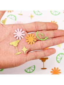 100 pièces/paquet Confettis en papier de marguerite citron, confettis en papier multicolores de marguerite pour fête, décoration de table pour enterrement de vie de jeune fille, confettis à jeter pour les fêtes, confettis de décoration d'intérieur - Plusieurs styles - Voir 2
