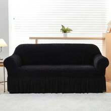 1Pc Cushion Covers, Elastic Living Room Sofa Covers, Cuprecamas, Suitable For Room Decor, Headboard, Headboard Cover, Bedroom Acesories, Cushion, Couches For Living Room, Recliner Chair Cover, Home Decor - 黑色 - 查看 1