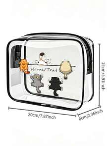 这款女士大容量拉链化妆包/旅行收纳包有黑色和粉色两种颜色可选。透明表面印有可爱的五只猫图案。采用优质、轻便、耐用的PVC材质，拉链设计方便清洁。 - 彩色 - 查看 12