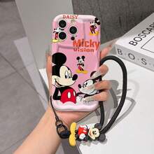 This Disney Mickey Mouse Lanyard Phone Case Is Fully Covered In TPU Material. It's Shockproof, Lightweight, And Compatible With IPhone17/16/11/13/15/15 Plus/15 Pro/15 Pro Max/12/14 Pro Max/11 Pro Max/12 Pro/12 Pro Max/13. This Phone Case Makes A Popular Birthday Gift Or Business Gift; It's Durable, Stain- And Fingerprint Resistant, And Suitable For Both Men And Women. The Set Also Includes A Mickey Mouse Phone Case And A Mickey Mouse Plush Bracelet. It's A Perfect Gift For Friends And Family. This Stylish Phone Case Is Fun, Lightweight, And Durable. IPhone17 Pro Max Phone Case, Minnie Mouse Phone Case. - trắng - Xem 1