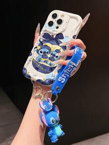 Disney Has Authorized, Phone Case - Chain Set, The Stitch Lilo & Stitch Phone Case Plus A Silicone 3D Or Fluffy Style Stitch Bracelet With Metallic Ring Removable Bracelet, Stitch And Angel Pattern, Compatible With Iphone 17/16/15/14/13/12/11/XS/XR/X Plus Pro Max, Wavy Design Phone Case For Girl, A Stylish Cartoon Summer Phone Case, The Perfect Gift Choice, Phone Protection, Durable Phone Cover, Great Gift For Friends And Family - Màu trắng kiểu A - Xem 3
