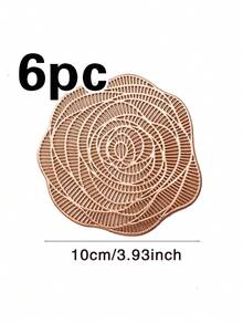 1/4/6pcs Rose Flower PVC Gold Foil Placemats & Coasters, Suitable For Home Dining Table Decor, Tea Cup Heat Insulation Pads, Protect Tabletop, Home Kitchen Tea House Coasters, Minimalist Style Coaster Holders, Wedding Valentine's Day Holiday Party Coasters - Multicolor - View 24