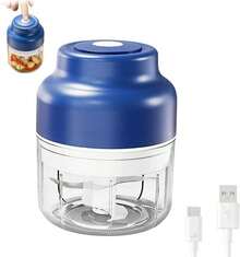 Blue Garlic Chopper – USB Rechargeable Food Processor, One-Garlic, Onion, Chili, Nuts & Vegetables (250ml) - Blue - View 8