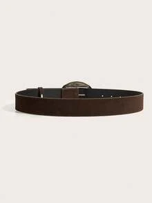 1pc Vintage Gold Square Buckle Rivet Belt For Women, Suitable For Dresses And Coats - Coffee - View 3