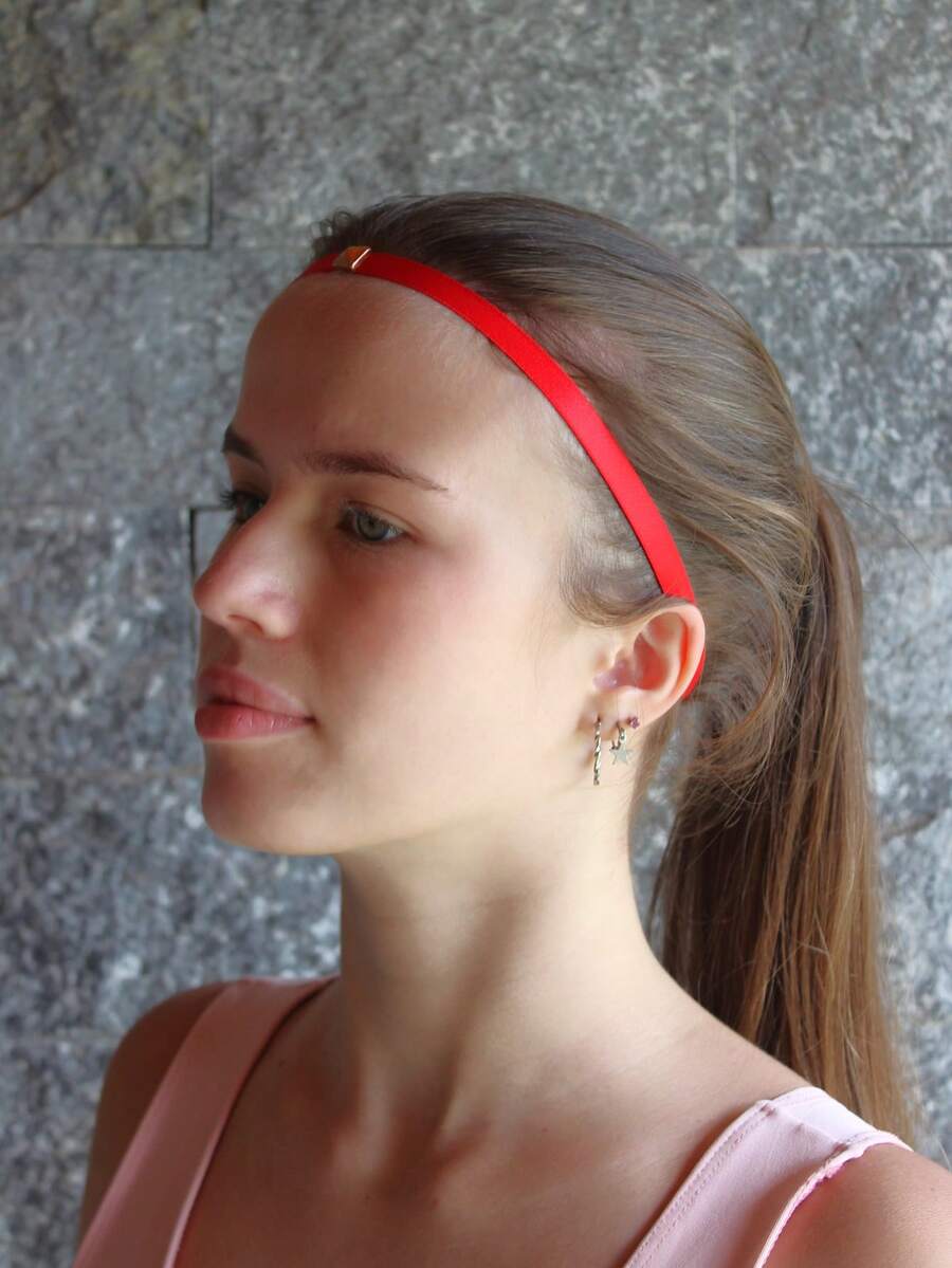 Kit Of 3 Basic Elastic Headbands For Yoga, Sports, And Running - Red - 3 RED ONES - View 1