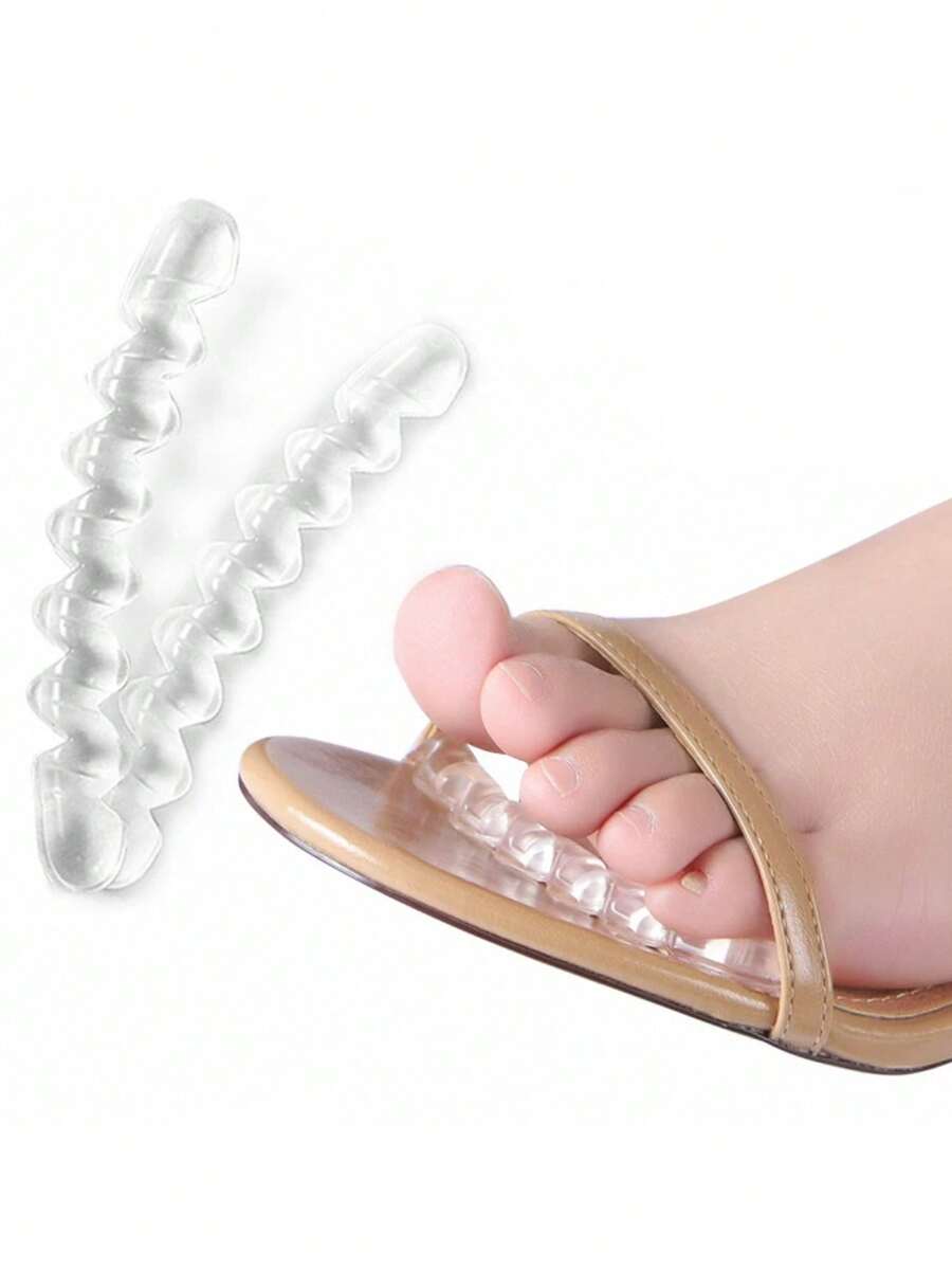 2pcs Transparent Silicone Anti-Friction Shoe Pads, Soft Granule Cushion Insoles For Men And Women - Clear - View 1