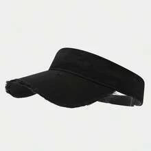 1pc Fashionable Washed Frayed Edge Visor Cap Simple Retro Topless Sun Hat For Men And Women Outdoor Sports Sunshade Hat - 水洗淺綠色 - 查看 5
