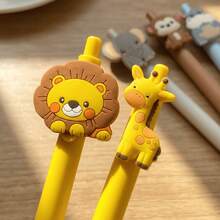 Bộ 2/5 bút bi hình động vật dễ thương 0.5mm màu đen, bút bấm thiết kế hoạt hình, viết trơn tru, thích hợp cho học sinh, văn phòng, thi cử. - Hình dạng động vật - Xem 10