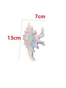 1pc Creative Seashell Design Hair Claw Clip, Shark Shaped Summer Beach Style Hair Accessory For Travel & Vacation - Multicolor - View 2