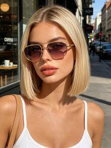 1 chiếc kính thời trang nữ gọng kim loại màu hồng, phong cách retro cổ điển, thời trang đường phố. - Nhiều màu - Xem 5