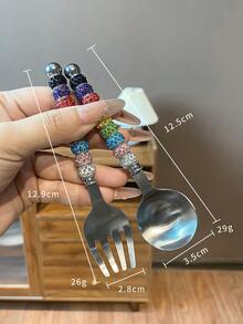 1pc/2pcs 304 Stainless Steel Creative Sweet Beaded Spoon, Dessert Spoon, Fruit Fork For Afternoon Tea, Restaurant, Home Party - Polymer Clay Beads - View 17
