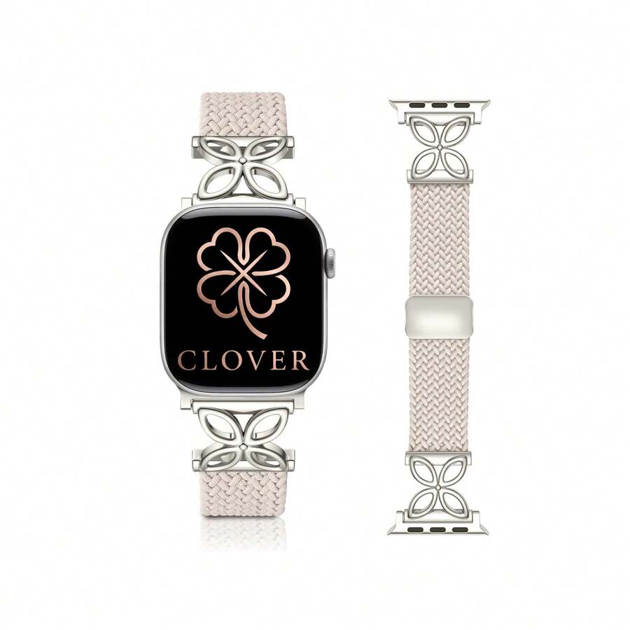 1条装升级版编织表带,带磁扣,兼容表盘尺寸38mm、40mm、41mm、42mm、44mm、45mm、46mm、49mm,男女通用;可调节尼龙单圈表带,兼容 Series 11、10、9、8、7、6、5、4、3、Ultra、3、2、1、SE;四叶草表带 - 四葉草 - 查看 1