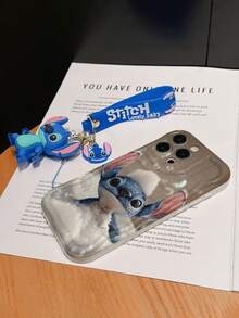 Disney Has Authorized, Phone Case - Chain Set, The Stitch Lilo & Stitch Phone Case Plus A Silicone 3D Or Fluffy Style Stitch Bracelet With Metallic Ring Removable Bracelet, Stitch And Angel Pattern, Compatible With Iphone 17/16/15/14/13/12/11/XS/XR/X Plus Pro Max, Wavy Design Phone Case For Girl, A Stylish Cartoon Summer Phone Case, The Perfect Gift Choice, Phone Protection, Durable Phone Cover, Great Gift For Friends And Family - 白色款式A - 查看 5