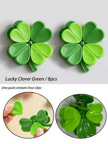 4/8pcs Clover Shaped Clips, Cute Multi-Functional Sealing Clips, Note Clips, Fridge Magnets, Moisture-Proof Mini Kitchen Clips - View 15