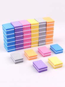 50pcs Mini Foam Nail Files Square Polishing Blocks Nail Shaping Manicure Tools, Assorted Colors - Multicolor - View 2