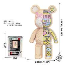 7220 Stücke 16,9 Zoll/43 cm DIY-Serie Partikel Großer Bauklötze Montage Spielzeug, Halb-Körper Mechanischer Bär Spielzeug Erwachsenen Puzzle, Kreative Heimdekoration, Stressabbau Spielzeug, Geeignet für Halloween, Valentinstag, Geburtstag, Weihnachten, Neujahrsgeschenke, Geeignet für Männer und Frauen - Verschiedenfarbig - Übersicht 4