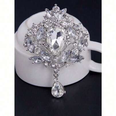 Lot Of 1 Pc Large Crystal Vintage Drop Brooch Pins For Women Or Wedding Bouquets Decor Jewelry Accessories